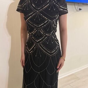 Elegant Black Beaded Evening Dress